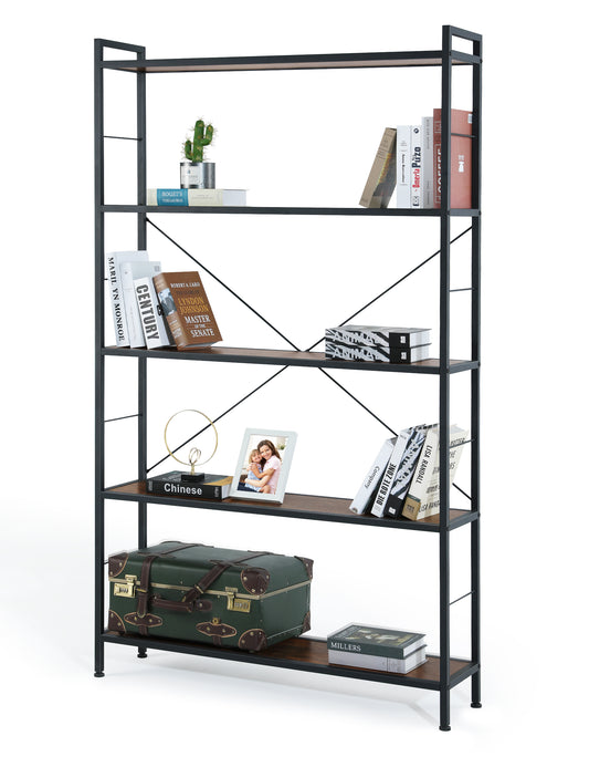 Freestanding Tall Bookcase with Steel Frame
