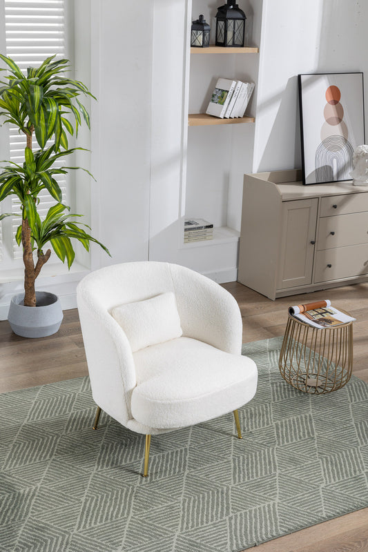 Ivory Boucle Curved Back Accent Chair