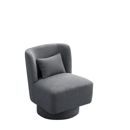 Gray Boucle Swivel Accent Chair