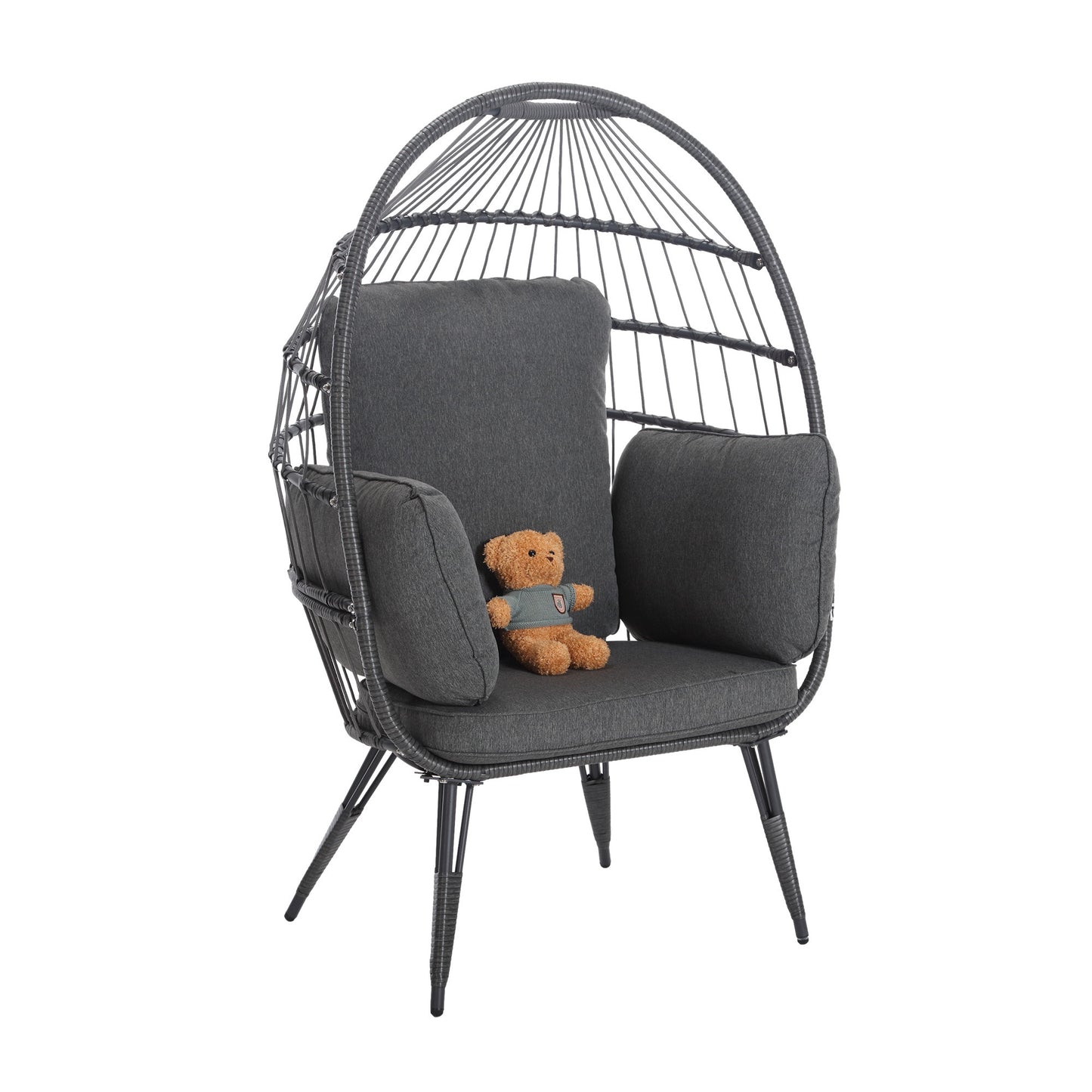 Mora Egg Wicker Outdoor Indoor Basket Chair - Gray