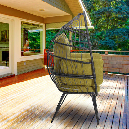 Mora Egg Wicker Outdoor Indoor Basket Chair - Olive Green