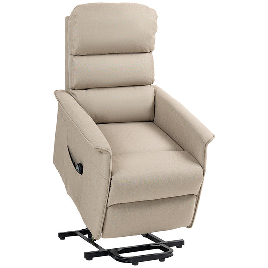 Moss Fabric Power Lift Recliner Chair - Beige