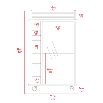 Barraza Bar Cabinet With Wheels - Beige