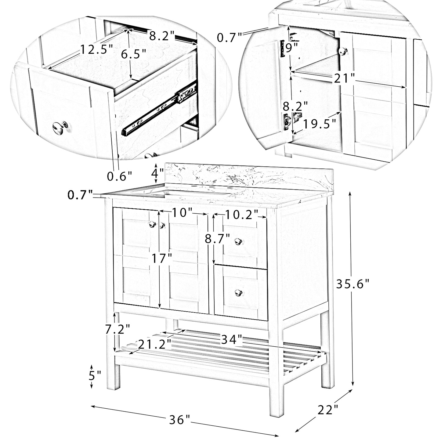 Tomson  36"  Single Bathroom Vanity Set - Gray