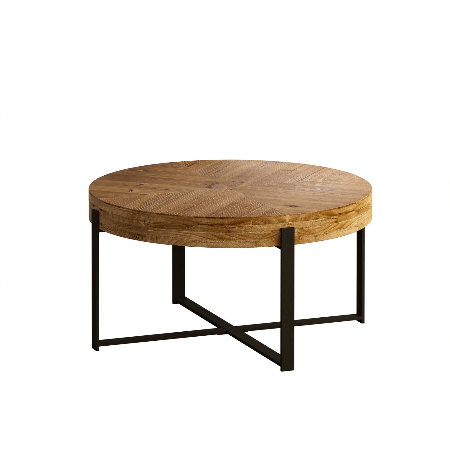 Fir Wood Table Top 33.86" Coffee Table - Black