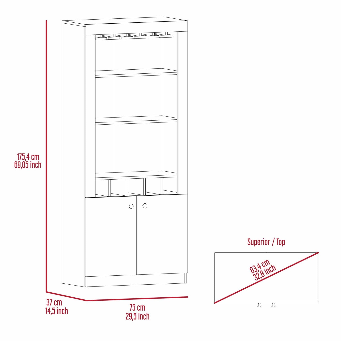 Plympton 3-Shelf Rectangle 5-Bottle Bar Cabinet - Espresso