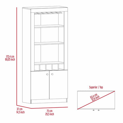 Plympton 3-Shelf Rectangle 5-Bottle Bar Cabinet - Espresso