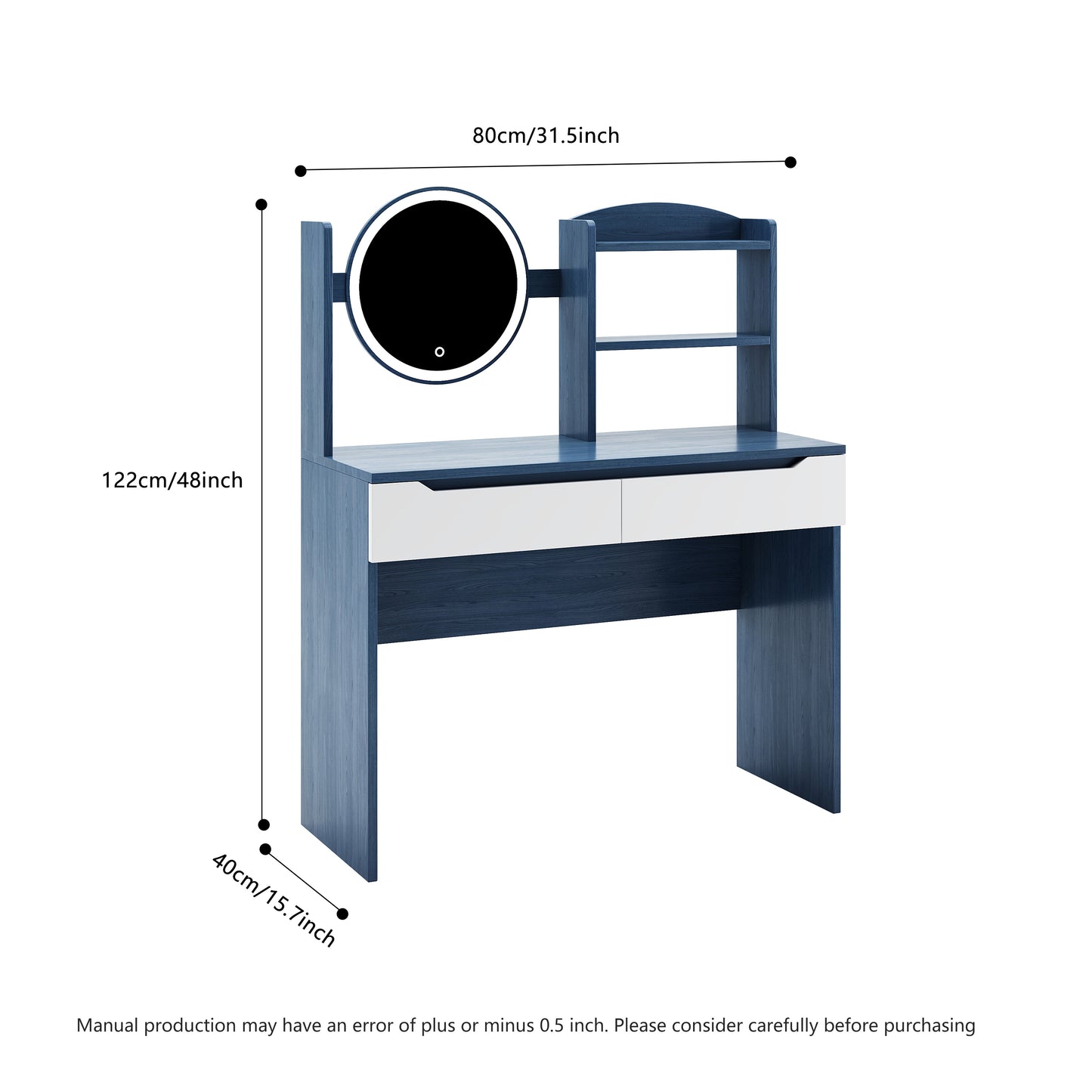 Anita Vanity Desk with HD Mirror - Blue