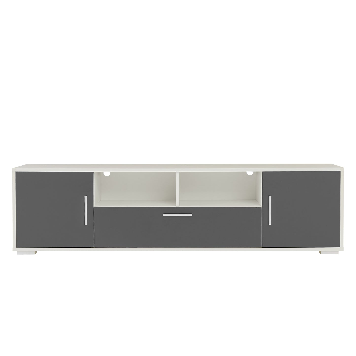 Oasis TV Stand with LED Lights - White+Dark Gray