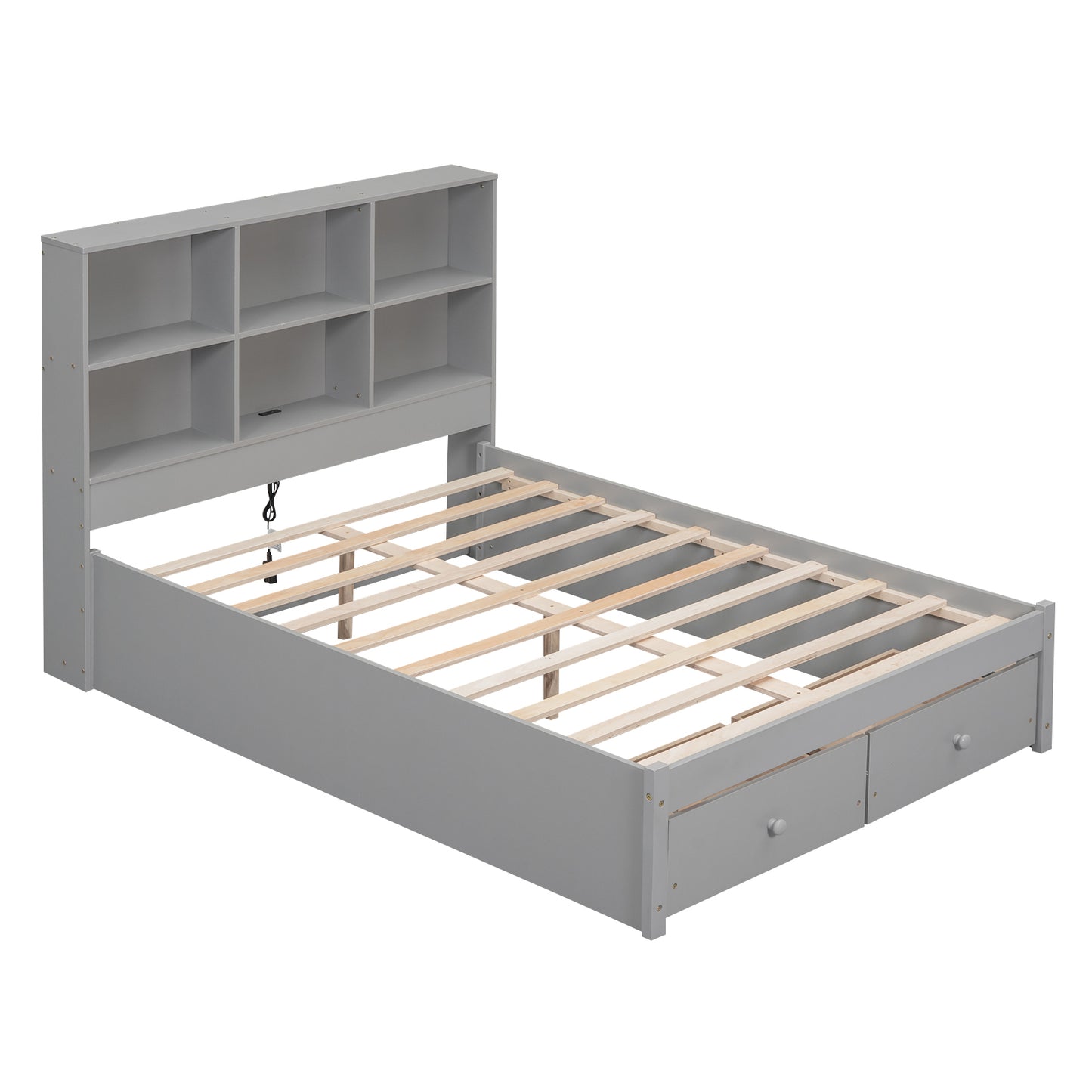 Jazz Full Size Platform Bed w 2 Drawers - Gray