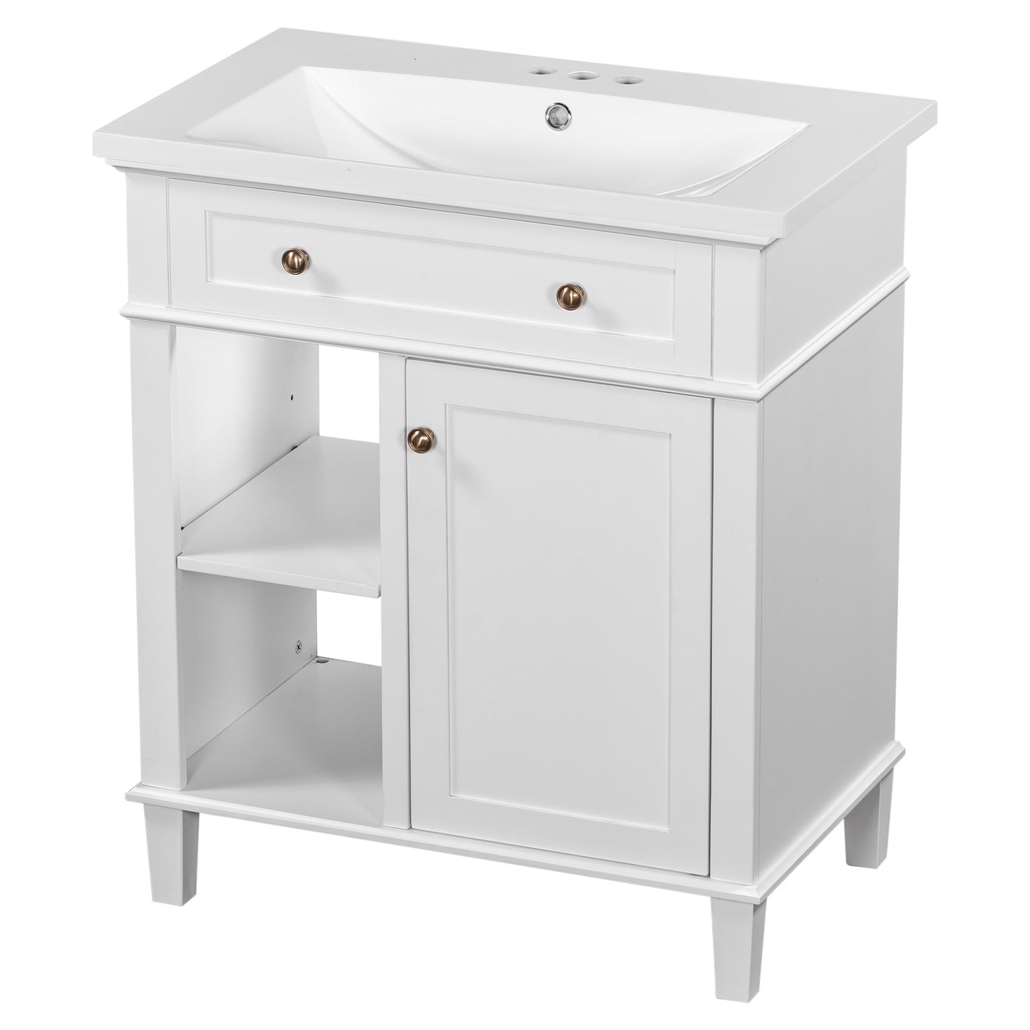 Aqua Bathroom Vanity with Ceramic Sink Set - White