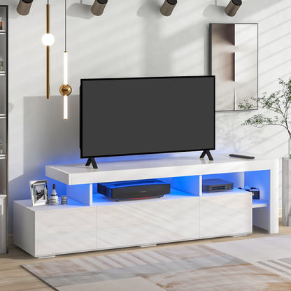 Lancer Modern Style LED Lights TV Cabinet - White