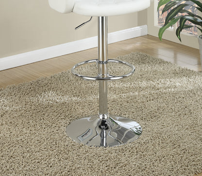 Elegant Armrest Tufted Leather Swivel Barstool  - White