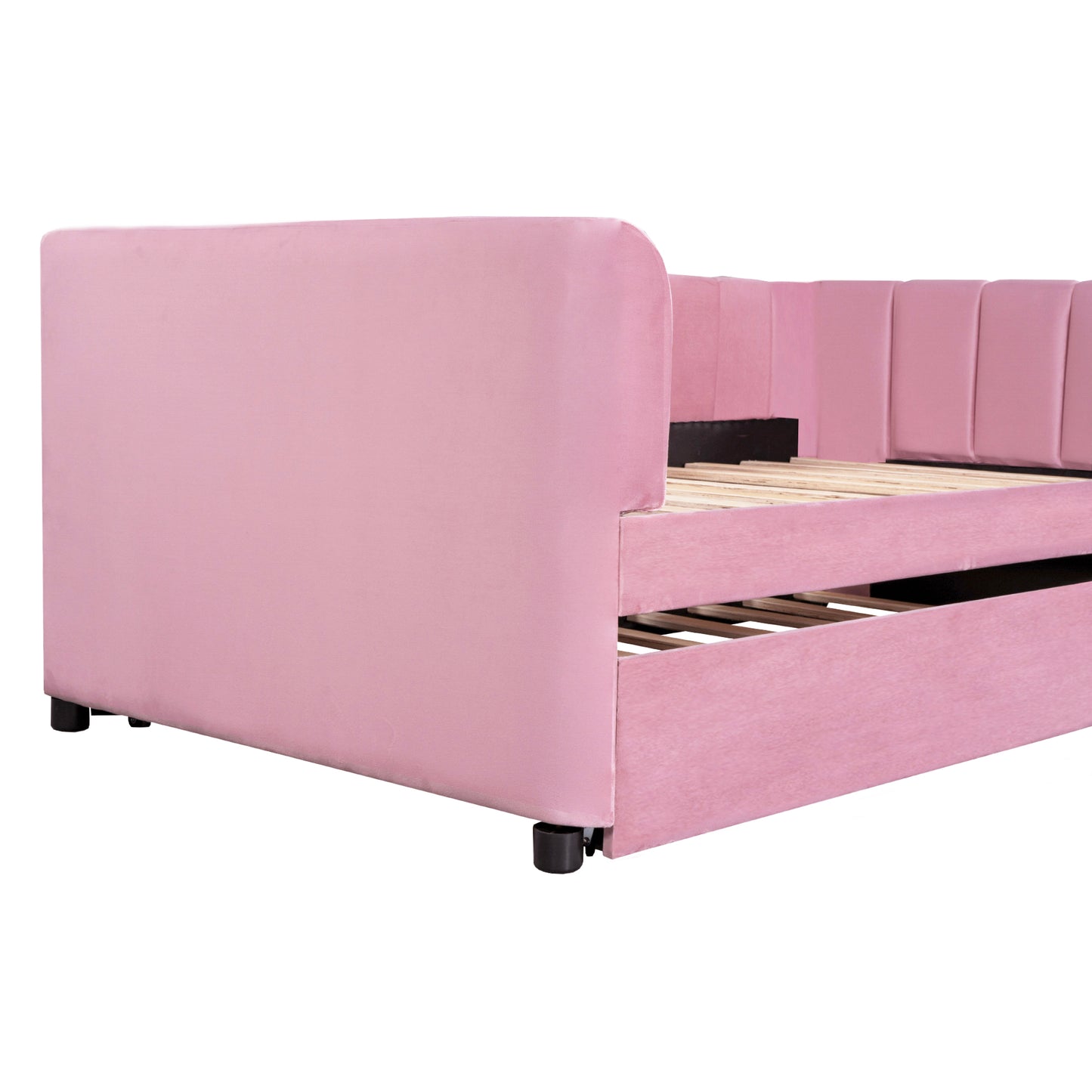 Tano Twin Size Upholstered Daybed with Trundle - Pink