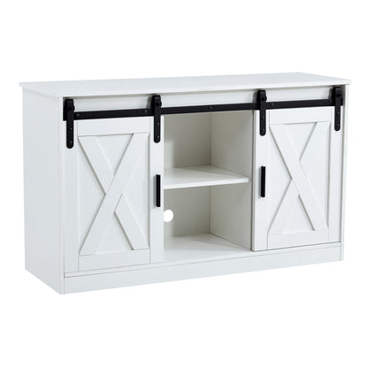 Wiz TV Stand with Sliding Barn Doors - White