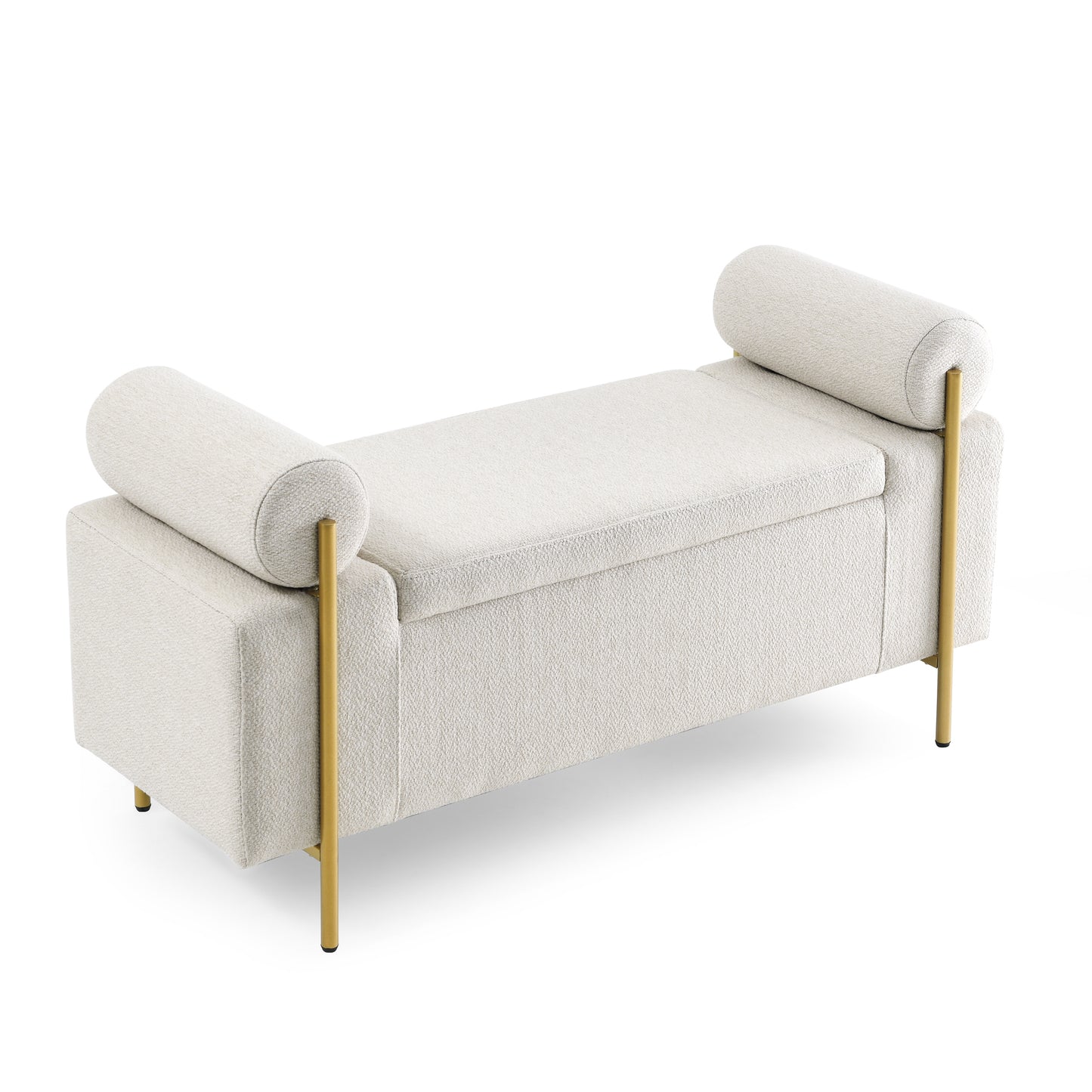 Miriam Upholstered Linen Storage Bench - Beige