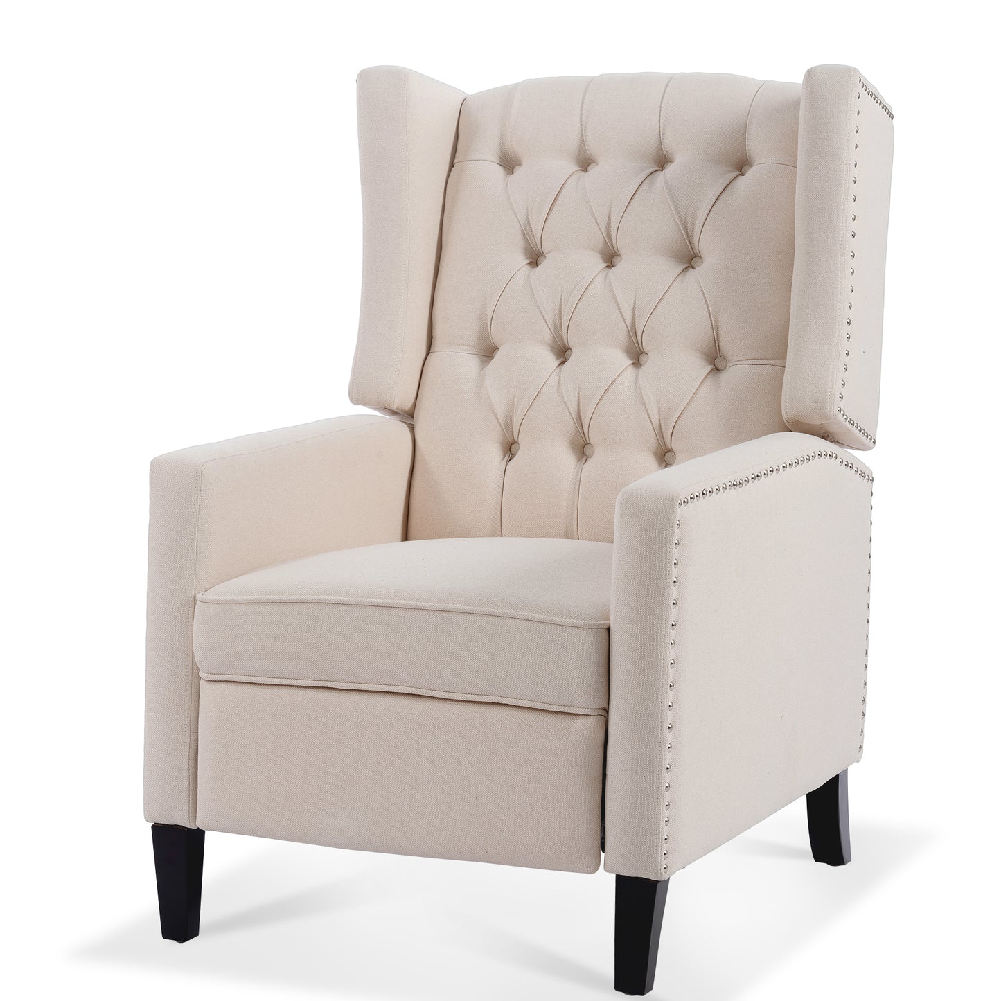 Nix Wide Manual Wing Chair Recliner - Beige