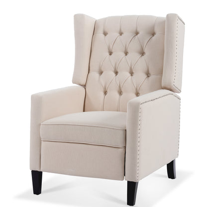 Nix Wide Manual Wing Chair Recliner - Beige