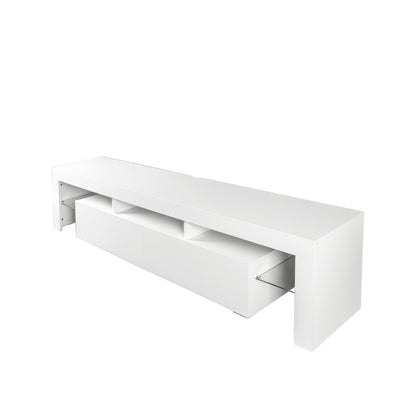 Nate Gloss TV Stand with LED Lights for 80 inch TV - White