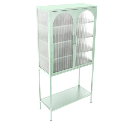 Arched II Glass Doors Floor Cabinet - Mint Green