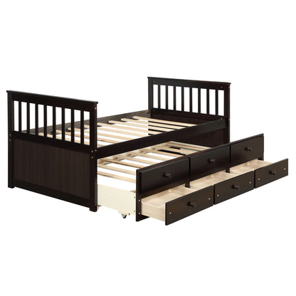 Abby Twin Daybed with Trundle Bed and Storage Drawers - Espresso