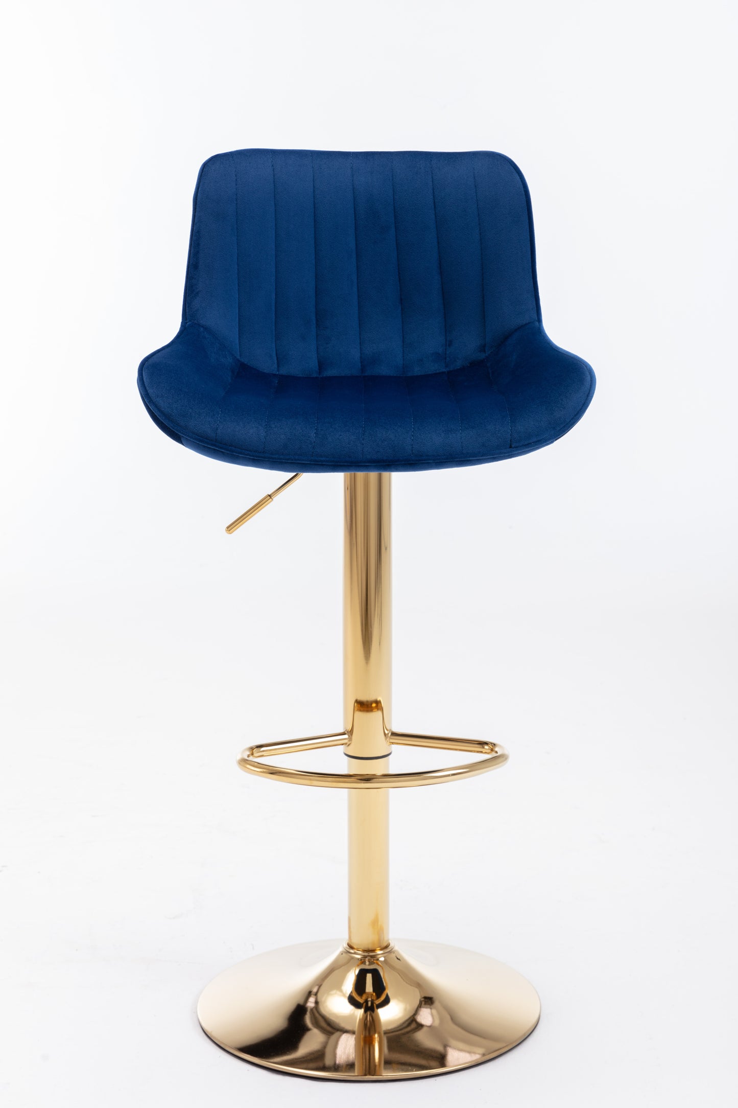 Stramline Adjustable Velvet + Golden Leg Bar Stool - Blue Set of 2