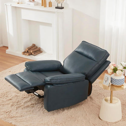 Emma Oversized Leather Power Recliner with USB Port - Dark Blue