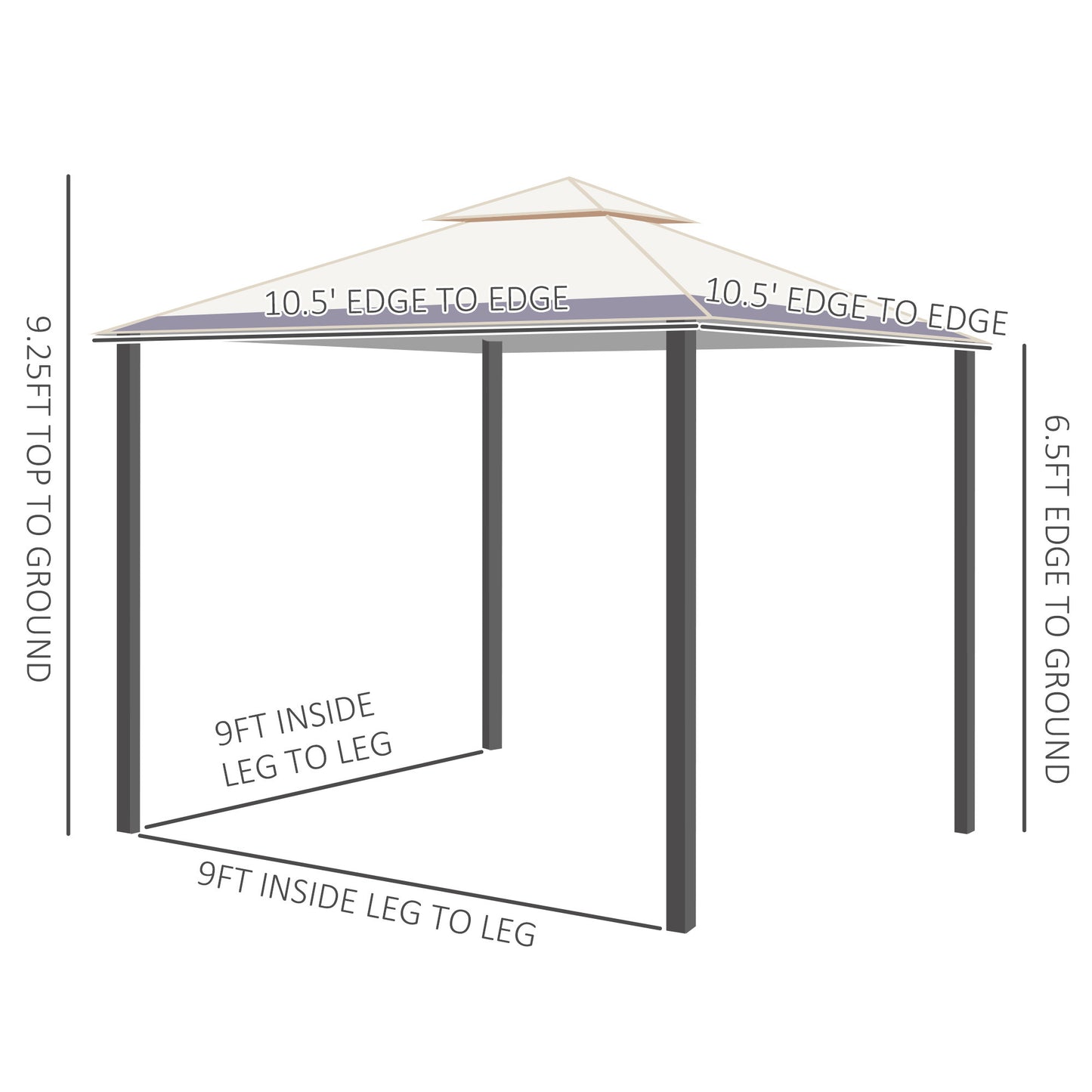 Prince 10 x 10 ft Outdoor Gazebo with Netting and Curtains - White