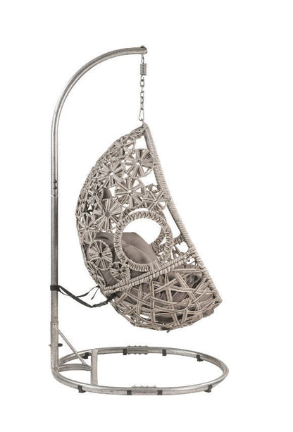 Sigar Patio Hanging Chair with Stand -  Light Gray