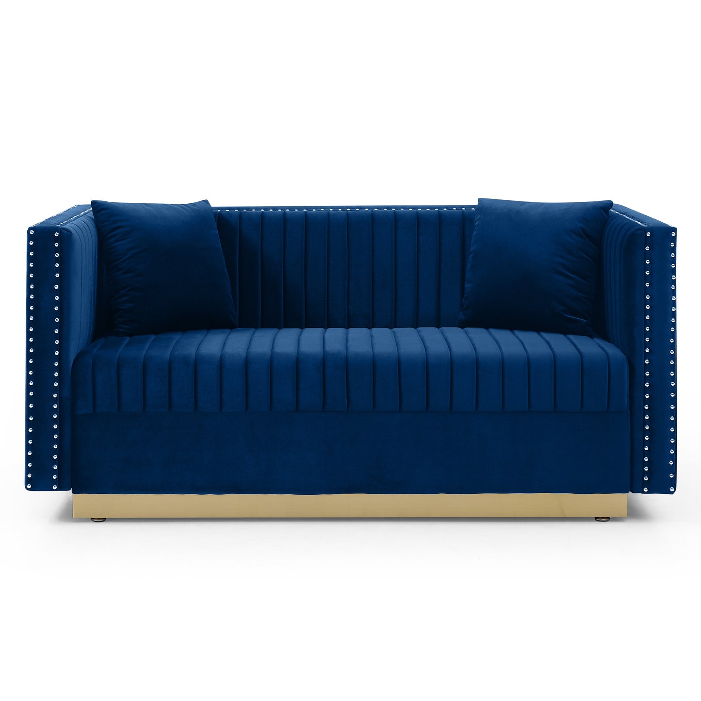 Alessia Tufted Velvet Sofa  Loveseat with 2 pillows - Blue