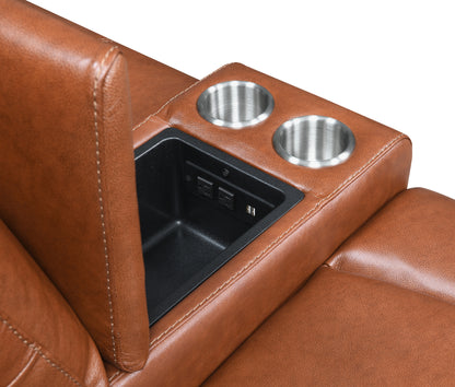 Oroz Power Headrest and Footrest Loveseat - Brown