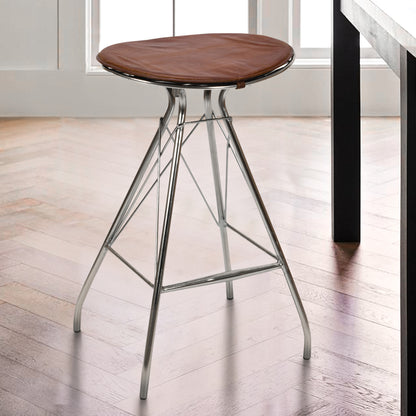 Simple Round Leather Bar Stool