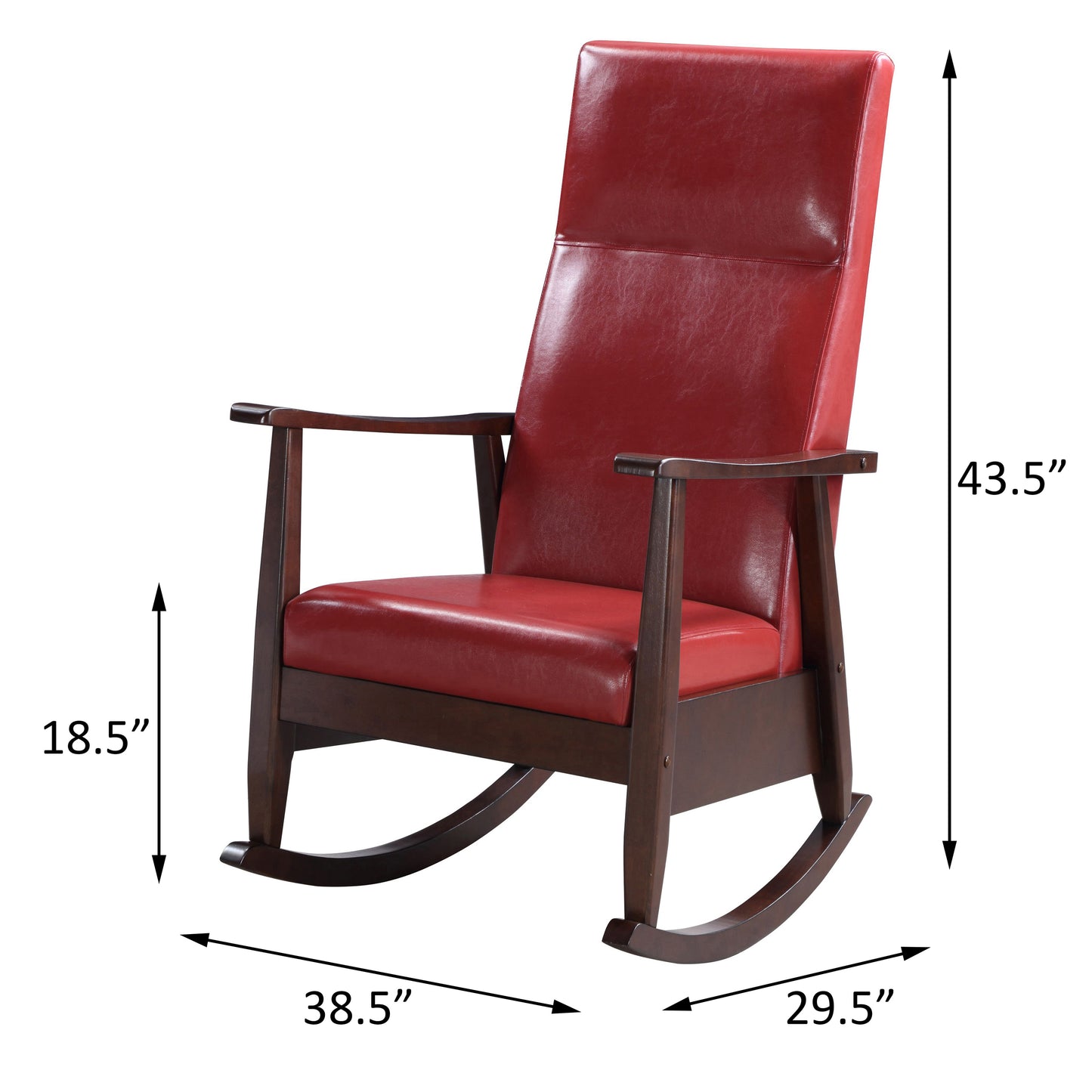 Blake Rocking Chair with Armrest - Red+Brown