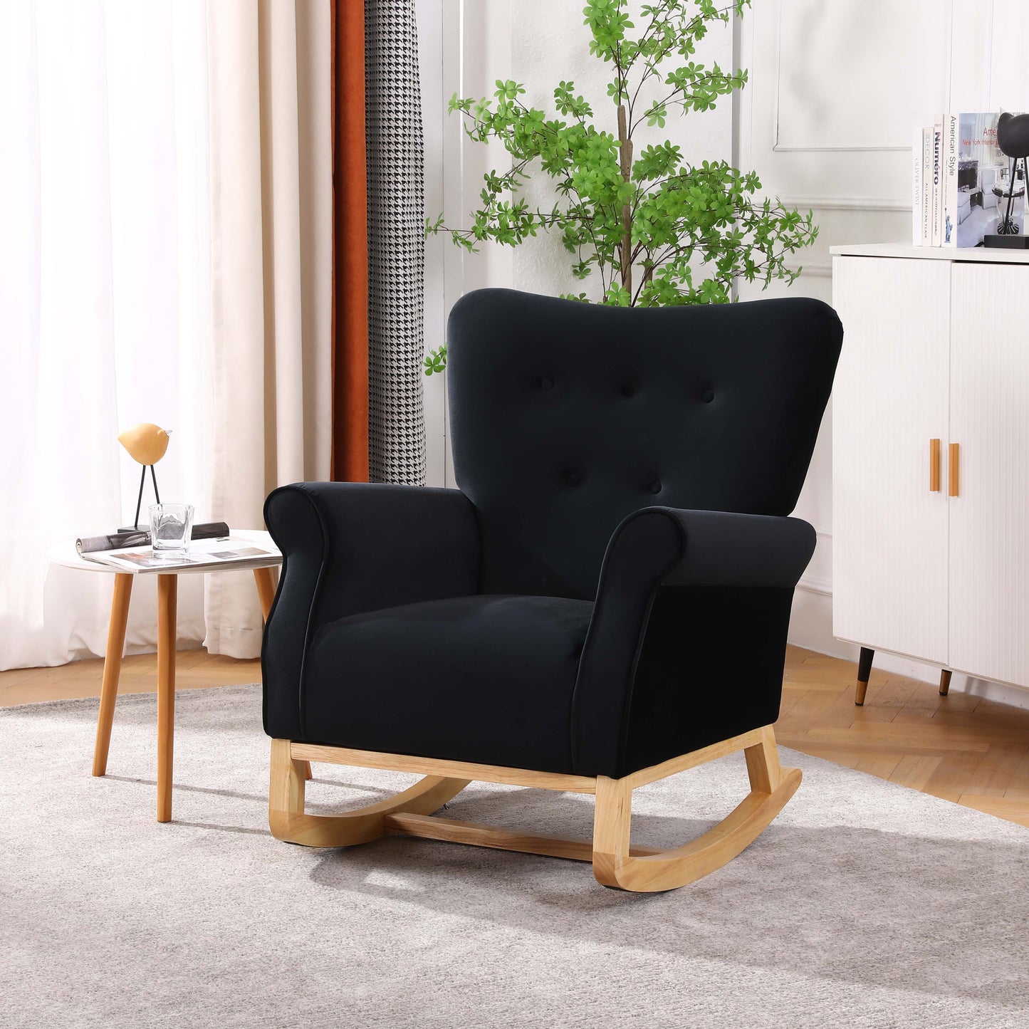 Jarvis Velvet Rocking Chair - Black