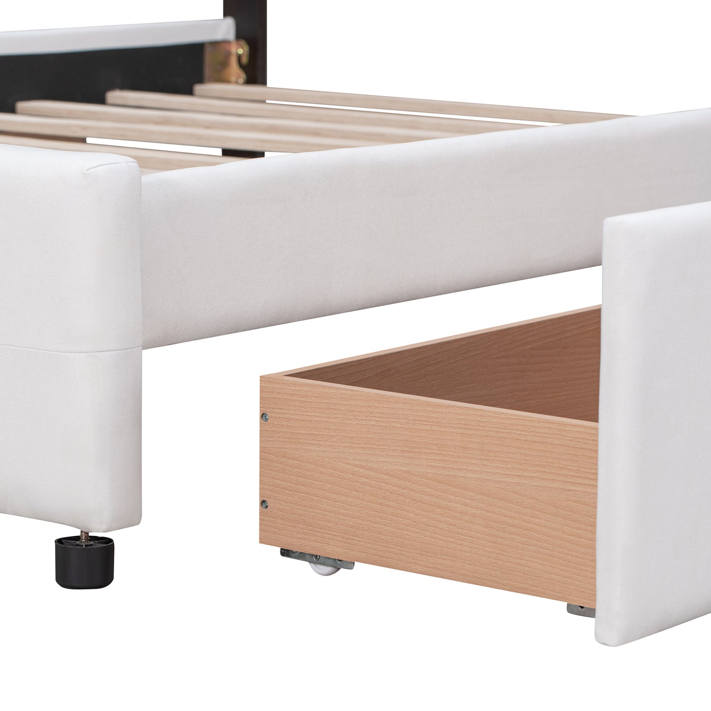 Draco Queen Size Platform Bed with 4 Drawers - White