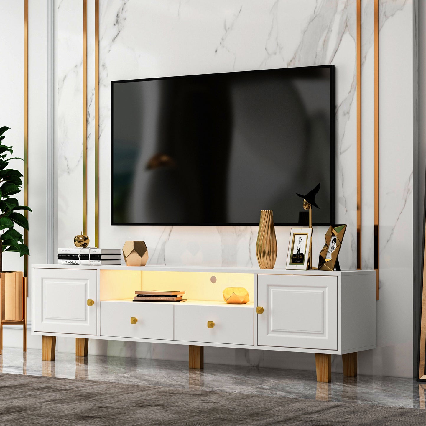 Buckingham TV stand Entertainment Center - White