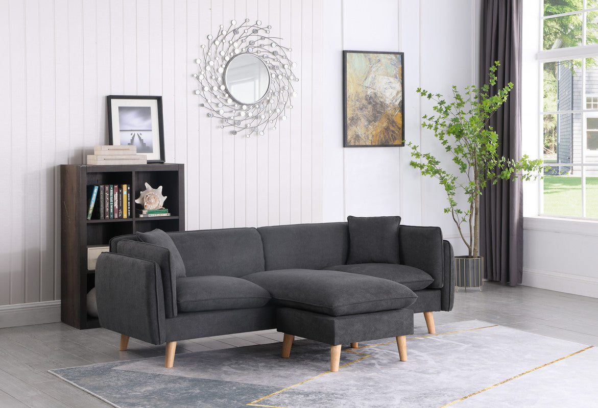 Brayden Fabric Sectional Sofa Chaise - Dark Gray