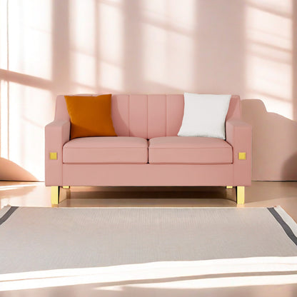 Fexa Velvet Loveseat Sofa - Pink