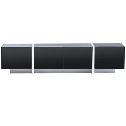 Terra White & Black Contemporary Rectangle Design TV Stand - Black