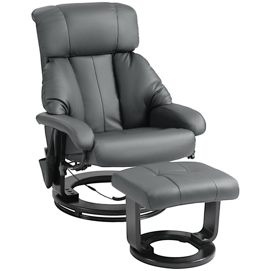 Harvey 360° Swivel Massage Recliner Chair with Ottoman - Gray