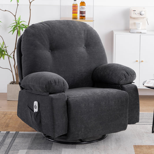 Meza Swivel Massage Rocker Recliner with Heat - Dark Gray