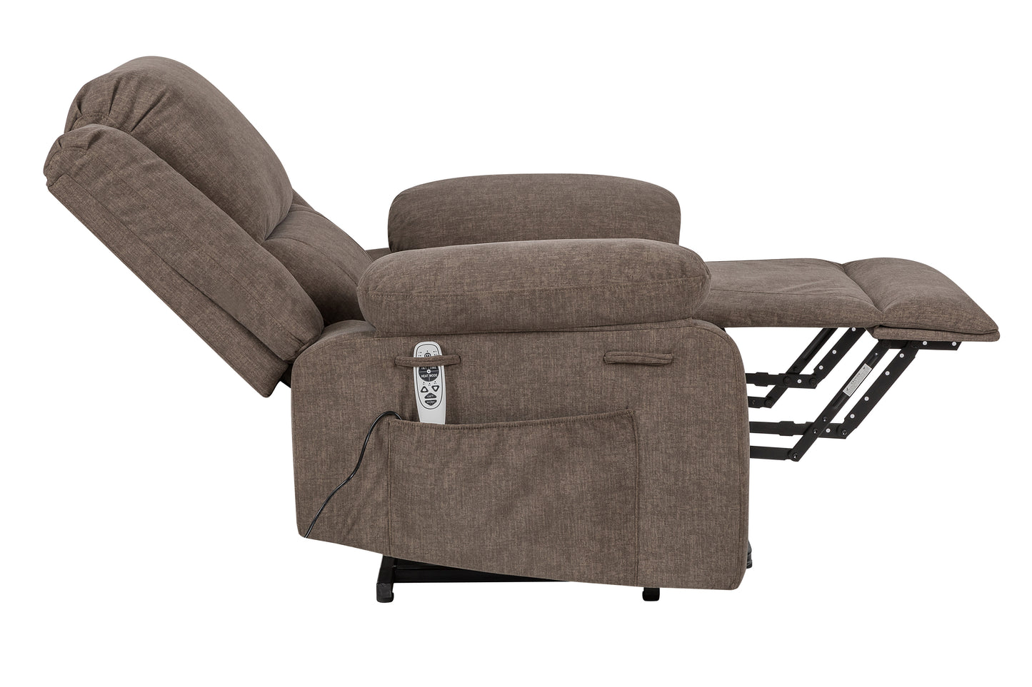 Solace Electric Power Recliner Chair with Massage and Heatin - Brown