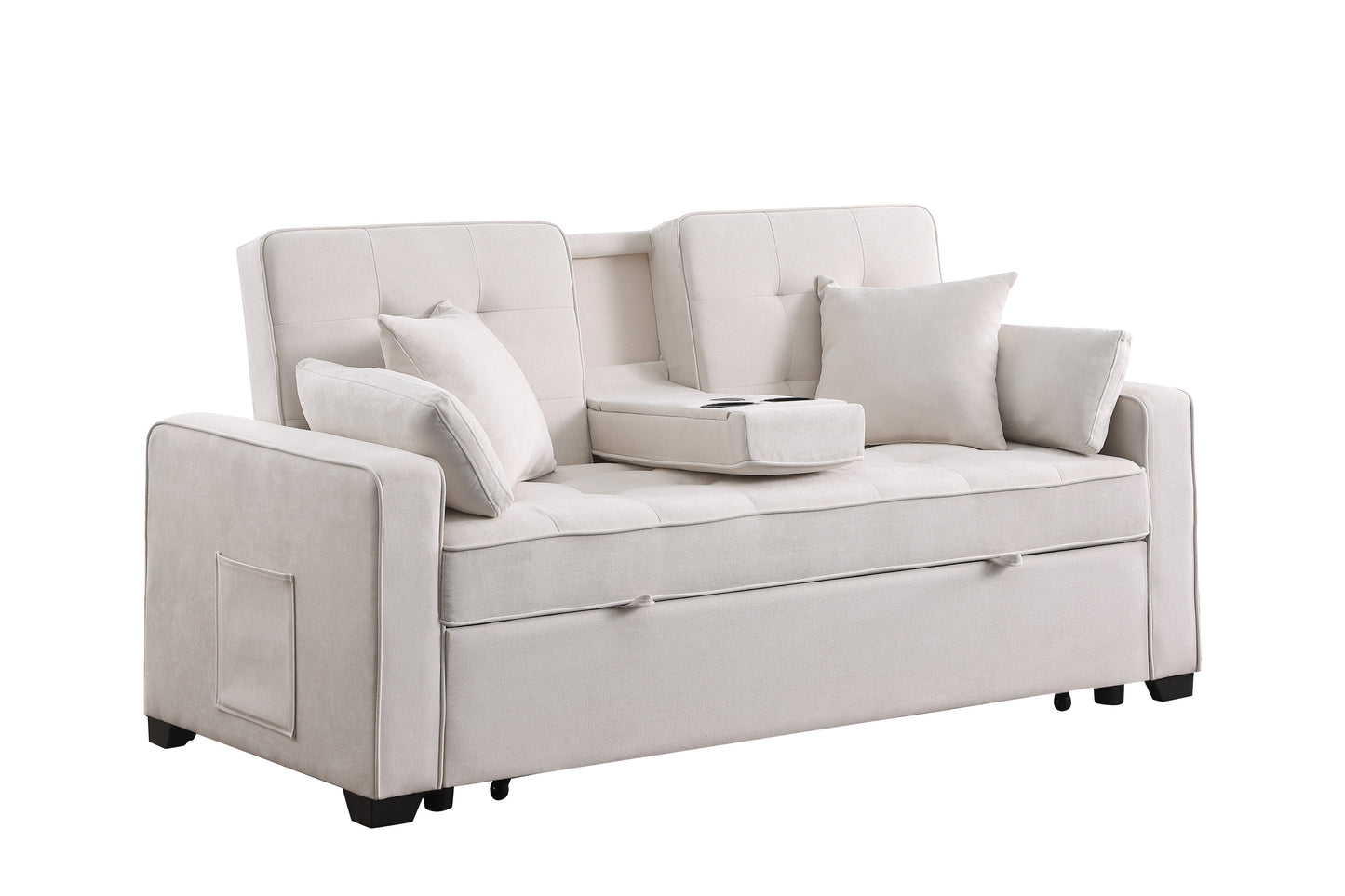 Cody II Woven Fabric Convertible Sleeper Loveseat - Beige