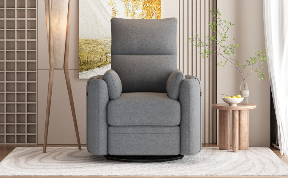 Niki Upholstered Swivel Recliner - Dark Grey