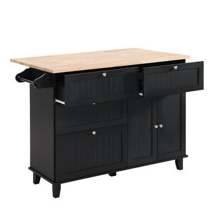 TOPMAX  Kitchen Island Set with 2 Seatings - Black