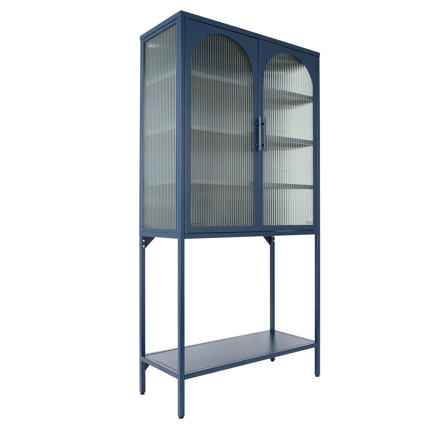 Arched II Glass Doors Floor Cabinet - Blue