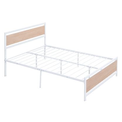 Quasar Full Size Metal and Wood Platform Bed - White