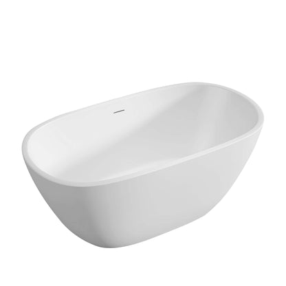 Hana 65" Oval Shape  Acrylic Freestanding  Soaking Bathtub - Matte White