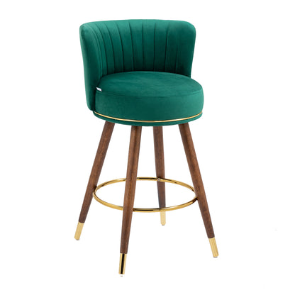 Emily  Bar Stools with Back and Footrest  - Emerald Set of 2