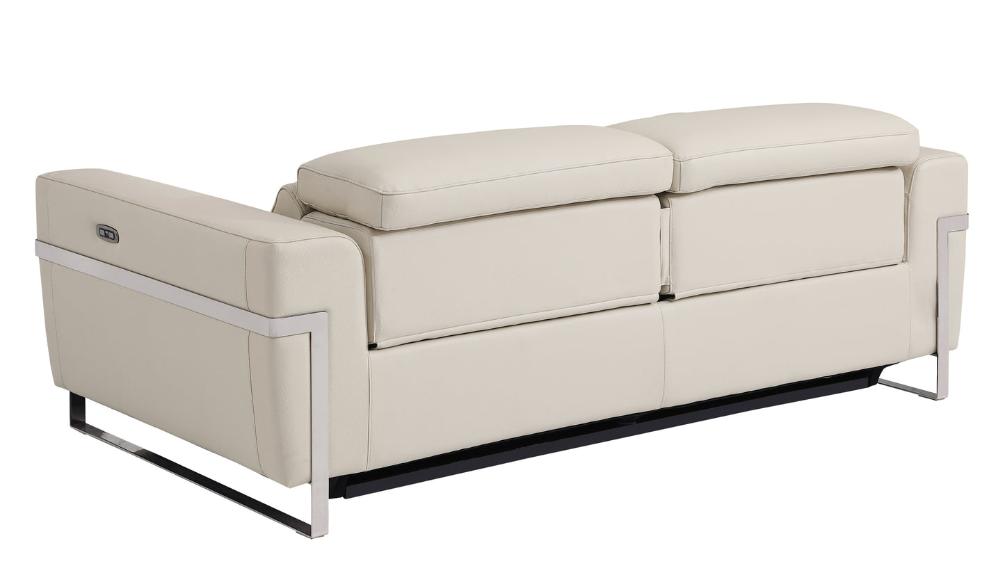 Regal Top Grain Italian Leather Sofa with Power Recliner - Beige